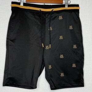 Blue Gear Athletic Streetwear Shorts Men's Large Black Gold Teddy Bears Skater‎